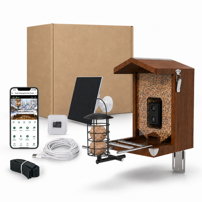 Vogelvoederhuisje met camera en voederbak – complete set met zonnepaneel en accessoires