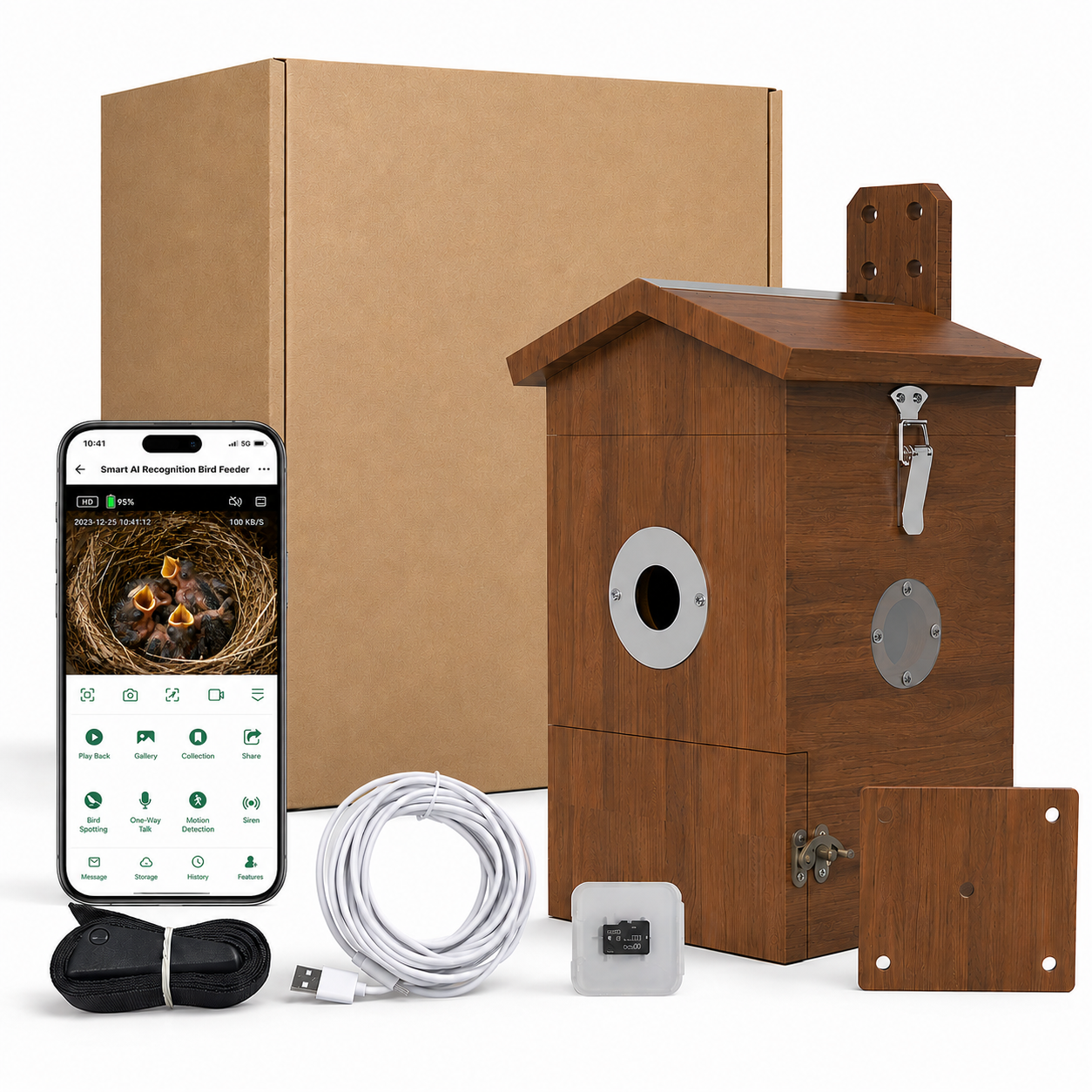 Vogelhuisje met camera – Live vogels spotten via je smartphone: complete set inclusief accessoires
