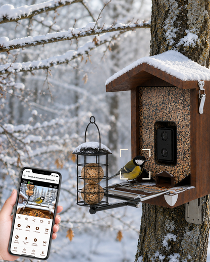 Mangiatoia per uccelli con telecamera