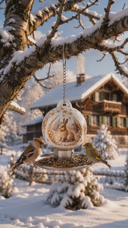 Sneeuwpret - Vogelvoerbal van porselein